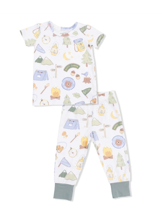 Angel Dear Short Sleeve Loungewear Set-Camping Blue