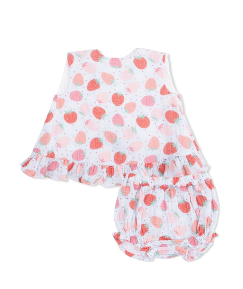 Strawberry Ruffle Back Top & Bloomers