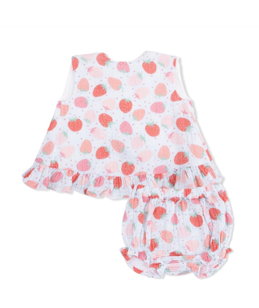 Strawberry Ruffle Back Top & Bloomers